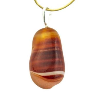 Imagem de Colar de Pedrinha Ágata Cornalina Rolada com Montagem em Prata 950 - C