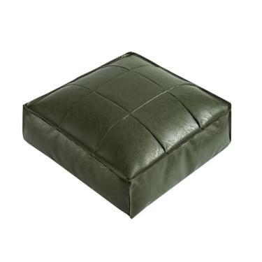 Imagem de pufe Travesseiro de piso vintage, almofada pele cera óleo para quarto, varanda, janela flutuante, tatami, poça quadrada(Green,Grande)