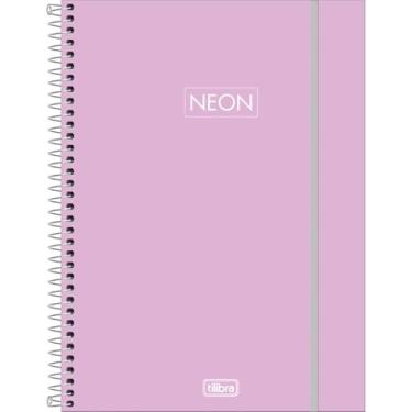 Imagem de Tilibra - Caderno Espiral Capa Plástica Universitário 1 Matéria Neon Fit Feminino 80 Folhas - Capa Rosa Claro