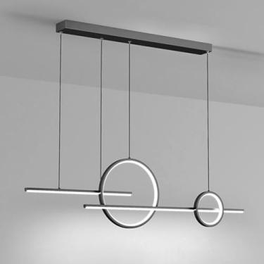 Imagem de Luminária pendente linear LED para ilha de cozinha, lustre moderno de teto, luminária geométrica suspensa, luminária de mesa de jantar, lustres para sala de estar, lâmpadas de escritório
