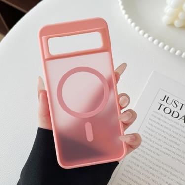 Imagem de ZCDAYE Capa para Google Pixel 8 compatível com Magsafe, capa de telefone transparente fosca à prova de choque anti-impressão digital para Google Pixel 8 (6,2 polegadas), rosa claro