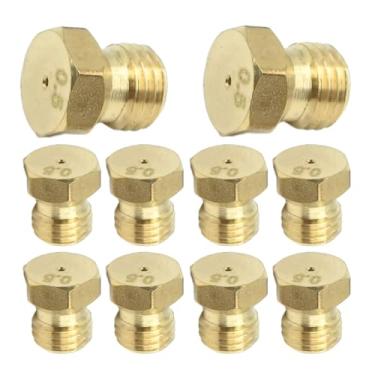 Imagem de CADUFUELLY 10 peças de bocal de jato de latão M6x0,75mm/0,5 mm, substituição de bocal de orifício de gás propano para tubo de gás propano GLP aquecedor de água DIY queimador peças