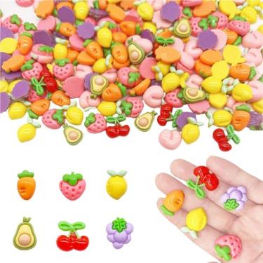 Imagem de JINDUODUO 70 peças de pingentes de geleca de resina de costas planas, pingentes fofos kawaii de frutas a granel para artesanato faça você mesmo, scrapbook (multicolorido)