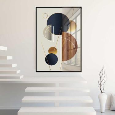 Imagem de Quadro Decorativo com Moldura e Acrilico Cristal Vidro Abstrato Geomêt