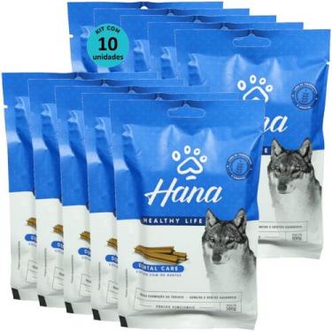 Imagem de Kit 10 Snacks Hana Healthy Life Dental Care Para Cães Adultos 100g