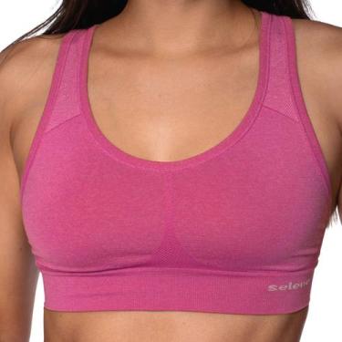 Imagem de Top Selene Sem Costura Poliamida Macia Sem Bojo Reforçado Nadador Alta