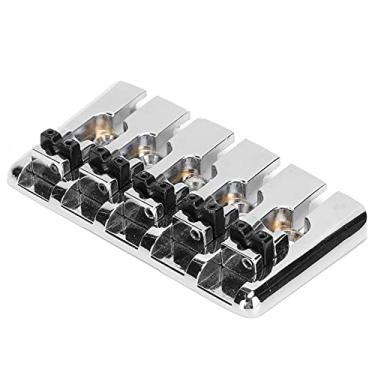 Imagem de RiToEasysports Sela de Cauda Dura para Guitarra de Metal, Ponte de Baixo de 5 Cordas, Peças de Reposição para Baixistas Elétricos