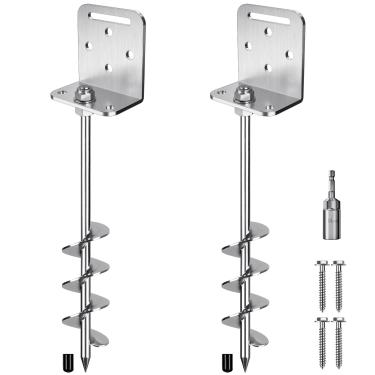 Imagem de Insaga Parafuso de âncora de aterramento de 45 cm em aço sólido de 10 mm com suporte L, para trampolim, conjunto de balanço para casa móvel, galpão, estacas de barraca para garagem, árvore âncora de