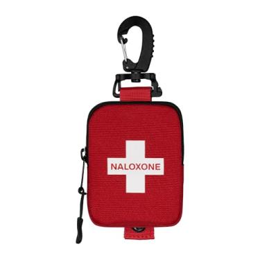Imagem de Bolsa para cinto Naloxone Overdose Response Duty – Design compacto comporta 1 dose de spray nasal | Forro prateado isolado | Clipe mosquetão incluído vermelho (individual)