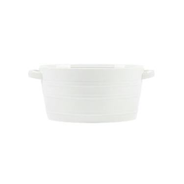 Imagem de Pratos de textura de cerâmica de cor sólida sob o esmalte doméstico personalidade fresca - tigela de sopa binaural de 24 cm