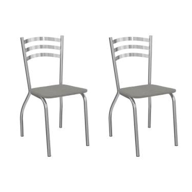 Imagem de Kit 2 Cadeiras Sala Jantar Portugal 2c007cr Aço 2 Un Cromado-boucle Cinza - Kappesberg