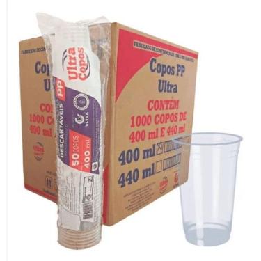 Imagem de Caixa com 1000UN copo 300 ou 330ml descartável PP liso chopp suco açai