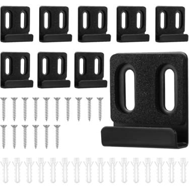 Imagem de Kit de clipe de gancho de espelho de metal, suporte de parede resistente com parafusos e plugues de expansão, clipes de suporte de hardware para telas sem moldura quadro de avisos de azulejo (preto)