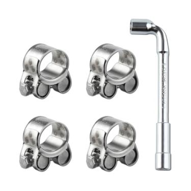 Imagem de Braçadeiras de mangueira de alta pressão T Bolt 4 peças Braçadeiras de mangueira de parafuso em T com alcance de 23-25 mm, resistente ajustável com chave, aço inoxidável 304