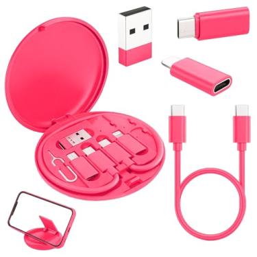 Imagem de Caixa de armazenamento de gerenciamento de cabos com cabo de carregamento e suporte de cartão, estojo organizador de cabos de mesa para uso em casa, escritório