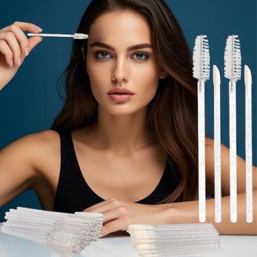 Imagem de 100 peças descartáveis de cristal rímel varinha e pincéis labiais spoolies de cílios aplicador de brilho labial tatuagem sobrancelha suprimentos de extensão de cílios