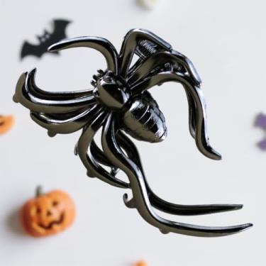 Imagem de 1 clipe de cabelo gótico de teia de aranha de metal, clipes de garras de decoração de Halloween para mulheres, prendedores com tema de insetos para cabelos longos e grossos (preto)