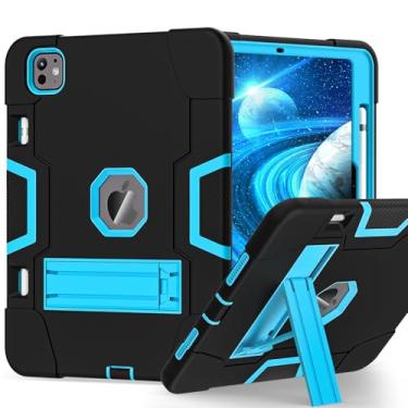 Imagem de TSQQST Capa para iPad 11 polegadas M4 5ª geração 2024, iPad Pro 11 com suporte para lápis, capa resistente resistente com suporte, preto e azul