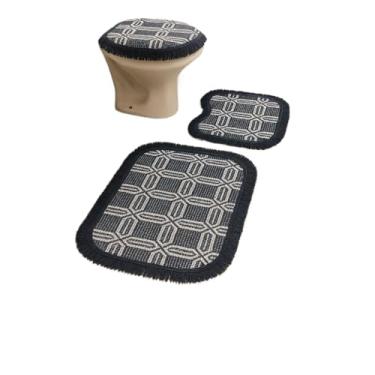 Imagem de Tapete para Banheiro, Kit Tapete Banheiro 3 Peças, 42×45cm,Confortável Sob Os Pés, Esteticamente AgradáVel e DuráVel tapete banheiro,tapete para banheiro(AZUL MARINHO B)