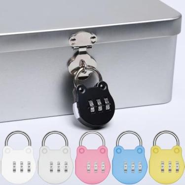 Imagem de 2 peças/conjunto de mini cadeado combinado, cadeado de combinação de 3 dígitos redefinível, adequado para caixas de ferramentas, armários, bagagem e mochilas, preto e branco