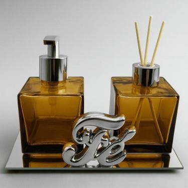 Imagem de Kit Banheiro Aromatizador De Ambiente Porta Sabonete Líquido