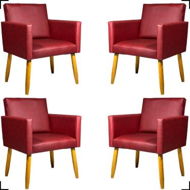 Imagem de Kit 4 Poltronas Decorativa Para Sala Recepção Consultório Nina Corino Cores Pé Palito 30 Cm Castanho