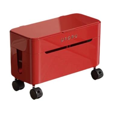 Imagem de ＫＬＫＣＭＳ Caixa de gerenciamento de cabos, estojo para armazenamento de fios, economiza espaço com furos, organizador de cabos de mesa para computador escolar e, Vermelho