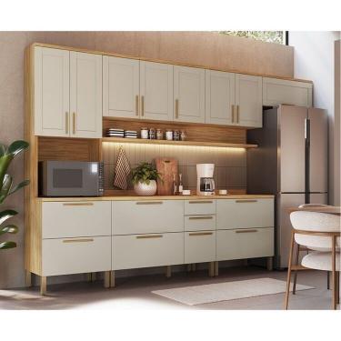 Imagem de Cozinha Completa Modulada 6 Peças 187,5cm 100% Mdf Estônia Espresso Móveis Amêndoa-off White
