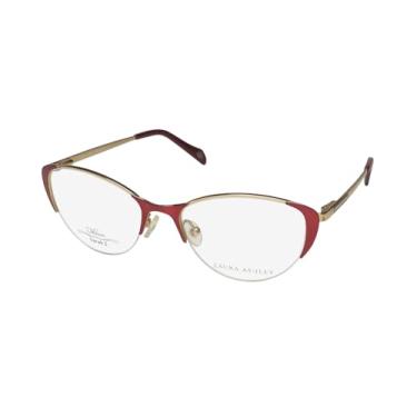 Imagem de Laura Ashley Sarah 2 Armação de óculos de titânio, sem aro, sem alergia, durável, leve, Cranberry/dourado, 51-17-135