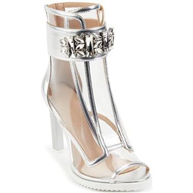 Imagem de Karl Lagerfeld Paris Bota feminina de cano curto, Transparente/prata, 8.5