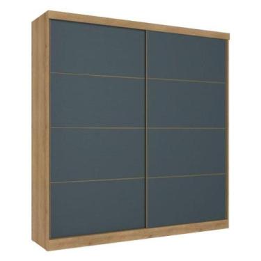 Imagem de Guarda Roupa Casal Malaga 2 Portas Capuccino Azul Acetinado - Thb - TH