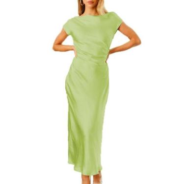 Imagem de Vestido Gmeitoey 2025 de cetim com manga curta e capuz nas costas para