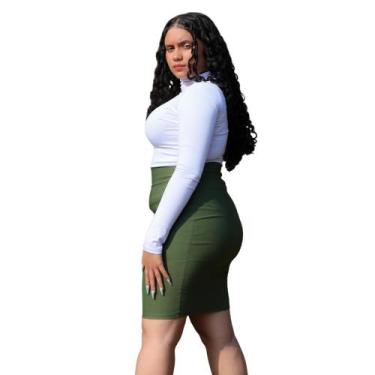 Imagem de Saia Lápis Mídy Basica Elegante Tecido Bengaline - Verde Militar - K'G