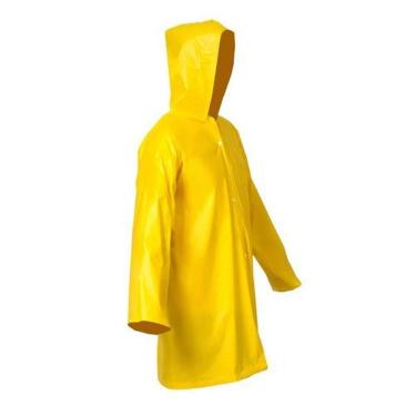Imagem de Capa De Chuva Em Pvc Forrada Amarela Com Capuz Tam. M - Vinilseg