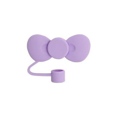 Imagem de Capa de canudo de laço roxo para copo Stanley de 40 e 850 g, tampa de cobertura de palha de silicone de 10 mm para acessórios de copo Stanley, bonito topo de palha para copos, tampa de palha para
