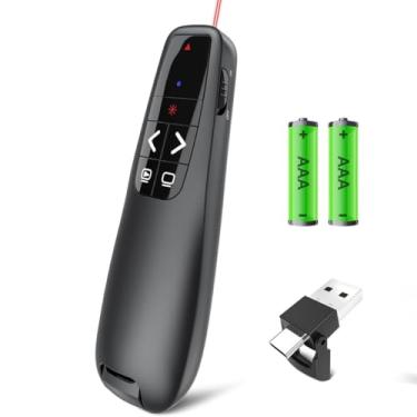 Imagem de Apresentador Laser Profissional Sem Fio 2.4G, Controle Remoto com Alcance de 30m, Passador de Slides com Bateria, Preto