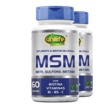 Imagem de Kit 2 Msm Metil Sufonil Metano + Biotina E Vitamina Unilife 60 Cápsulas