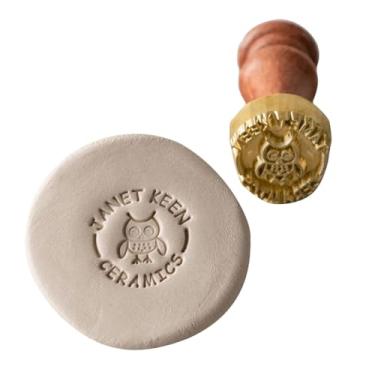 Imagem de Carimbo de argila personalizado cerâmica personalizada e ferramenta de marca de cerâmica feita à mão com sua assinatura de carimbo de latão com logotipo (3,8 cm)