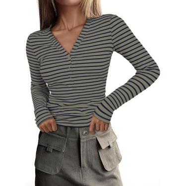 Imagem de Blusa de malha canelada casual elegante Acelitt feminina cinza L