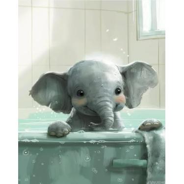 Imagem de VNUIEHG Kit de pintura de elefante por números para adultos, pintura estética moderna por número em tela, kits de pintura a óleo digital de arte abstrata adequados para decoração de parede de casa