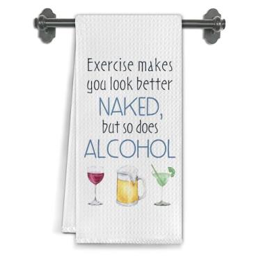 Imagem de Elefeltclave Toalhas de cozinha para presentes de álcool, presentes de álcool para mulheres, toalhas de prato de chá para decoração de carrinho de cozinha, bar de bar, toalhas de mão decorativas para