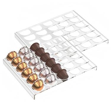 Imagem de QZYIPI Suporte de armazenamento de cápsulas de café, organizador de bandeja de gaveta para cápsulas Nespresso Vertuoline comporta 30 cápsulas para cozinha, casa, escritório, estação de café, 32 x 24,4