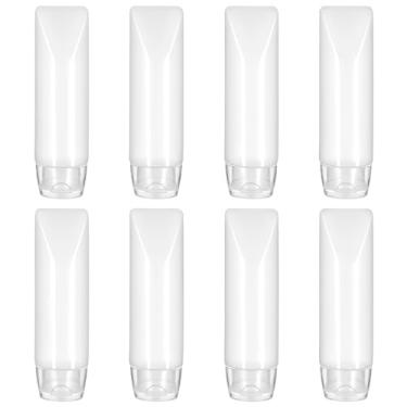 Imagem de 8 peças de garrafa de apertar tamanho viagem, garrafas de viagem de 28 g com tampa flip à prova de vazamento, tubos de pasta de dente recarregáveis para artigos de higiene pessoal, recipientes de