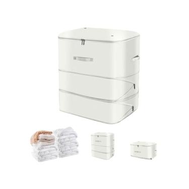 Imagem de Organizador de autocompressão para economia de espaço, bolsas de armazenamento de compressão para roupas de cama e viagens, bolsas de armazenamento para cobertores, edredons e travesseiros