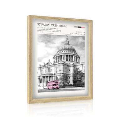 Imagem de GUMEYJIA Arte de parede da Catedral de São Paulo pequeno 28 x 35,5 cm Pôster emoldurado em tela vintage arte preta e branca com ônibus rosa decoração de casa para sala de estar quarto