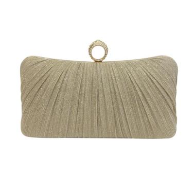 Imagem de SANOVIO Bolsa de noite conversível para mulheres | Bolsa clutch brilhante e transversal | Casamento, eventos formais, Dourado