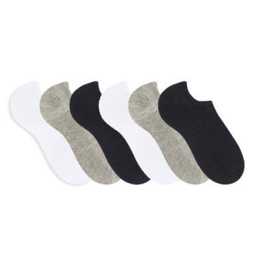 Imagem de Kit com 6 Meias Sapatilha Selene 8065.001 Algodão, Preto, Branco, Mesc