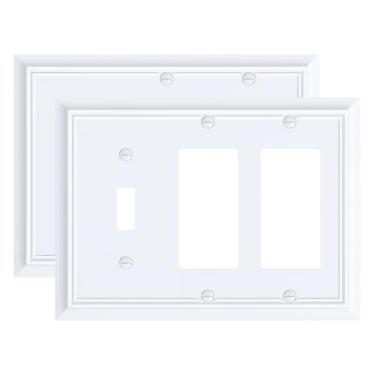 Imagem de Pacote com 2 placas de cobertura de tomada/dupla decoradora, placas decorativas de interruptor e tampas de tomada, placas de parede de fibra de bambu natural durável para tomadas elétricas
