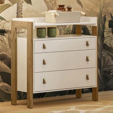 Imagem de Cômoda Infantil Gaveteiro Com Nicho Fantasia Branco Acetinado Ambiente - Qmovi