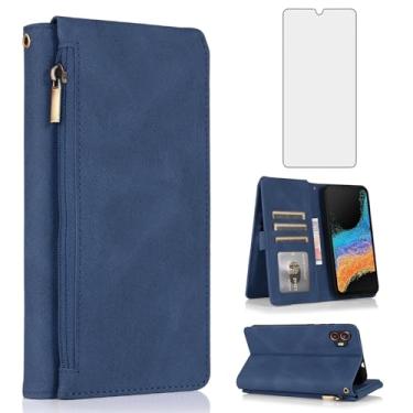 Imagem de Asuwish Compatível com Samsung Galaxy XCover 6 Pro/X Cover Pro 2 Capa carteira de vidro temperado protetor de tela com zíper retrô capa flip capa suporte para cartão para XCover6 6Pro 2022 mulheres